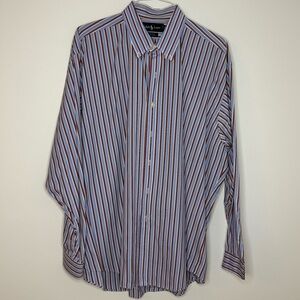 Ralph Lauren Blue and White Striped Dress Shirt